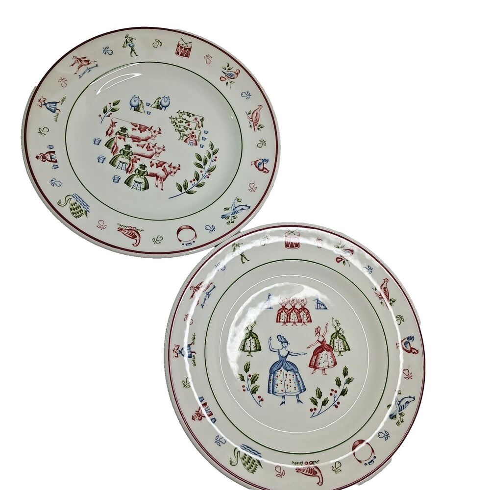 Johnson Brothers 12 Days of Christmas Salad Plates Maids Milking Dancing Vintage